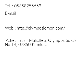 Olympos Lemon Pansiyon iletiim bilgileri
